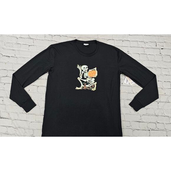 LuLaRoe Top T-Shirt Style Black Skeleton Halloween Stretchy WOMENS SIZE LARGE - Picture 2 of 8